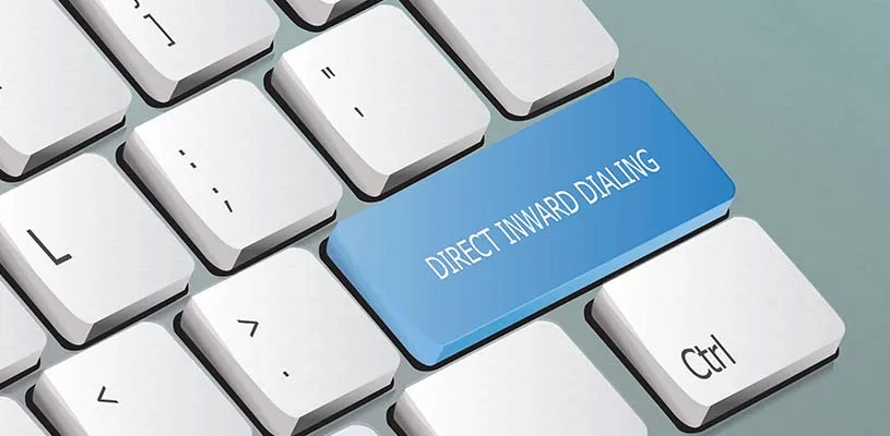 Tastiera con un tasto blu in evidenza con la scritta Direct Inward Dialing